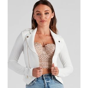 NWT Windsor Ivory Women's Moto Jacket Size Large